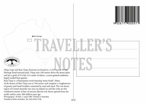 Uluru, Kata Tjuta Post Card back