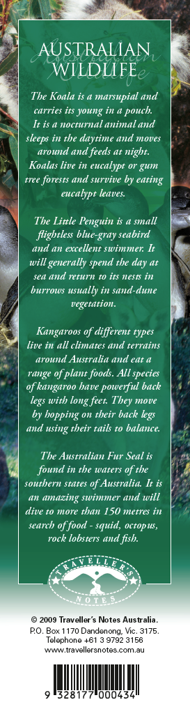 Australian Wildlife Bookmark back