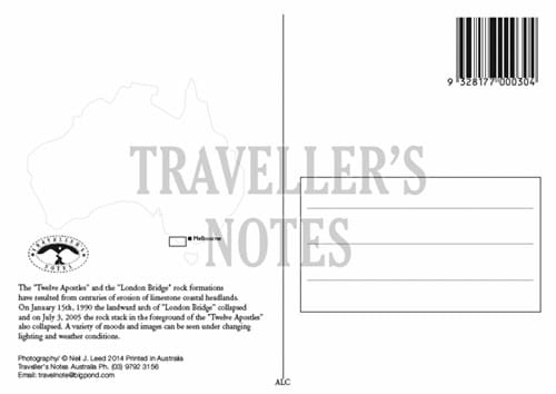 Great Ocean Road Post Card back