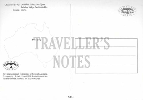 Central Australia Post Card back