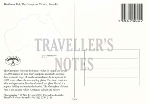 The Grampians Waterfall Post card back