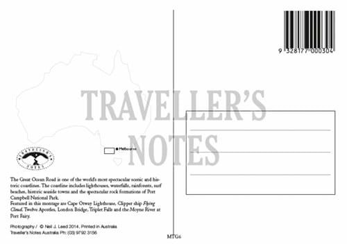 Great Ocean Road Post Card back