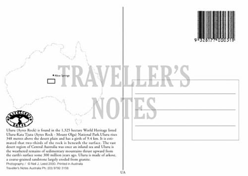 Uluru Post Card Back